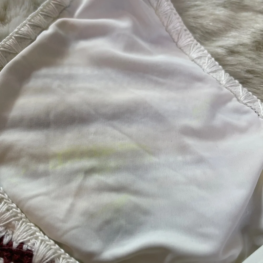 Aerie White and Brown Halter Crochet Bikini Top - Picture 4 of 6